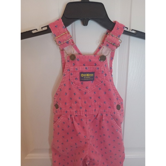 OshKosh B'gosh Other - VTG 80s OshKosh B'gosh Pink Floral Print Corduroy Bib Overalls 18 Months